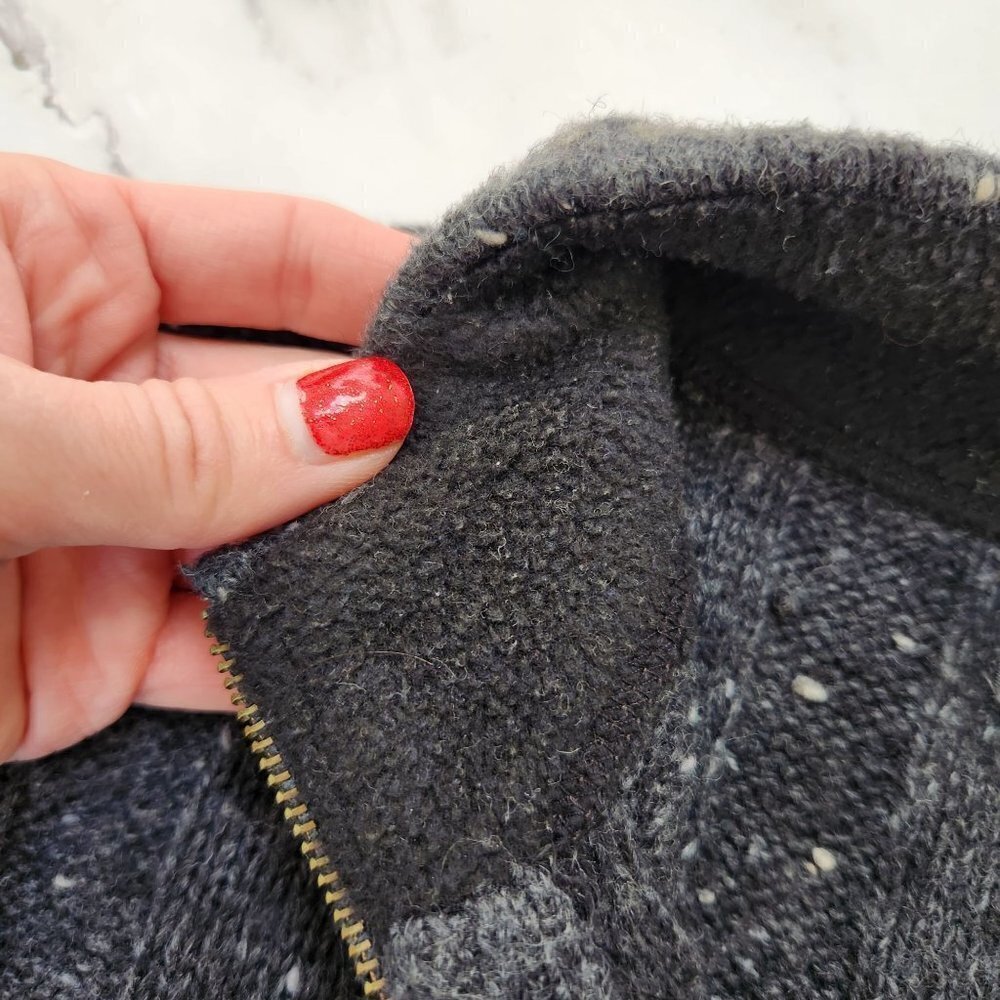 Woolrich Wool Quarter Zip Grey Confetti Ribbed Knit Cozy Pullover Sweater M - Picture 4 of 9